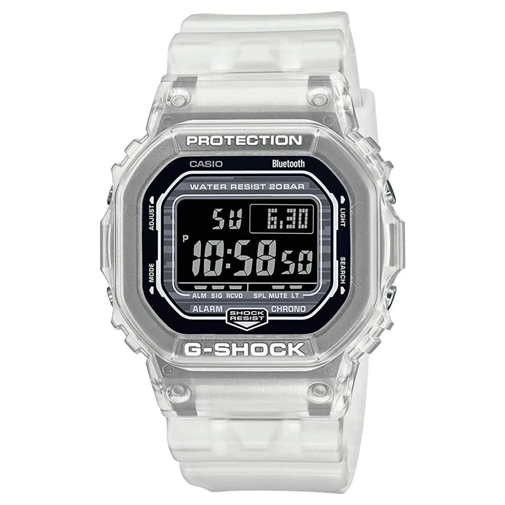 Casio Women's Black Dial White Resin Band G-Shock Digital Japanese Quartz Watch - DW-B56005-7CR