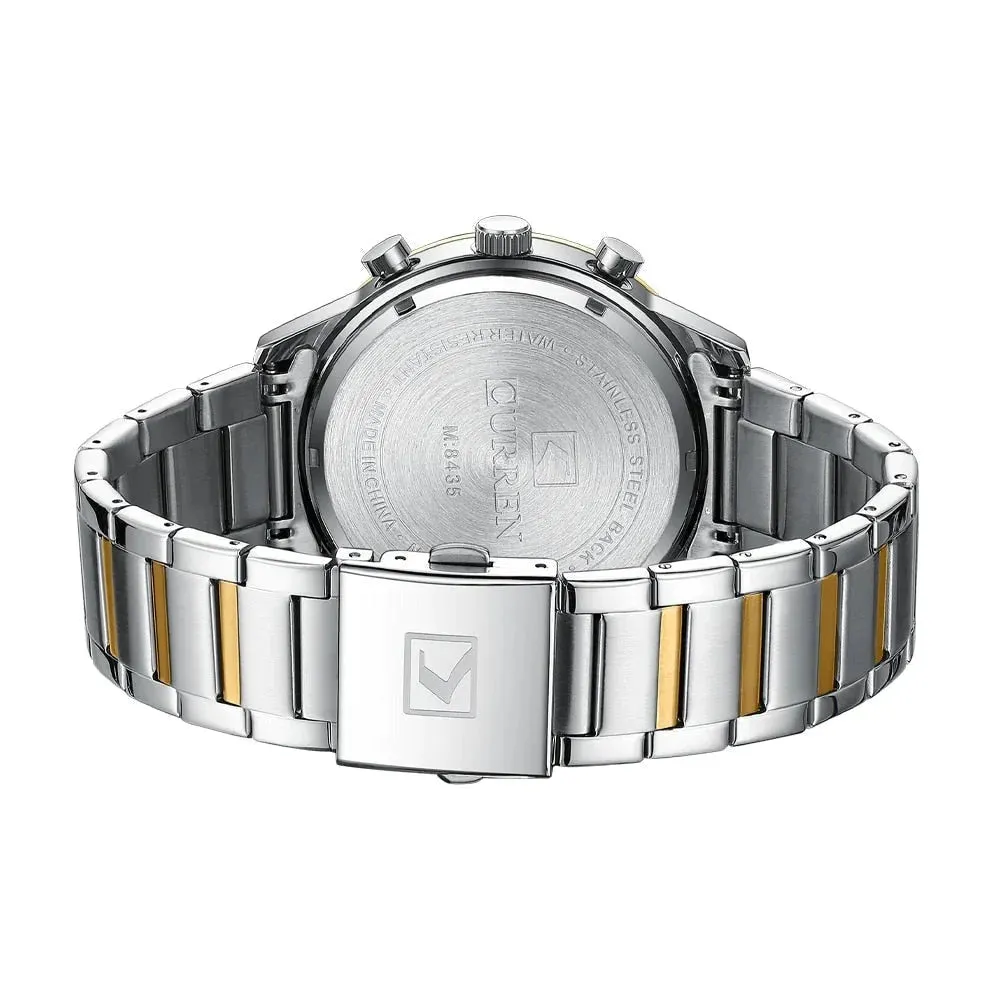 Casual Sport Watches Men's Quartz Chronograph Stainless Steel Bracelet Wristwatches with Date Male Clock
