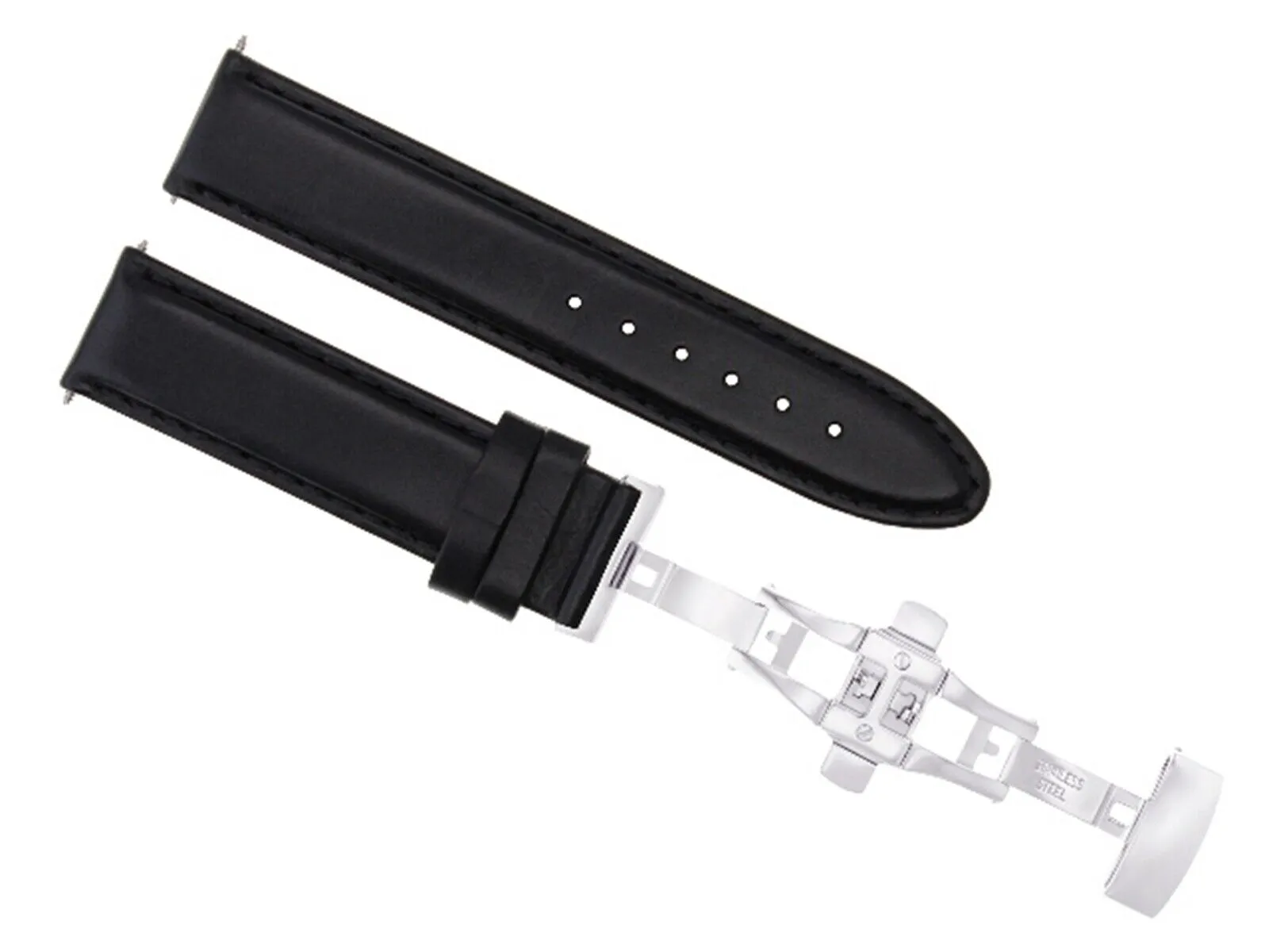CLASSIC MENS LEATHER WATCH BAND STRAP FOR BULOVA WATCH CLASP - 24MM