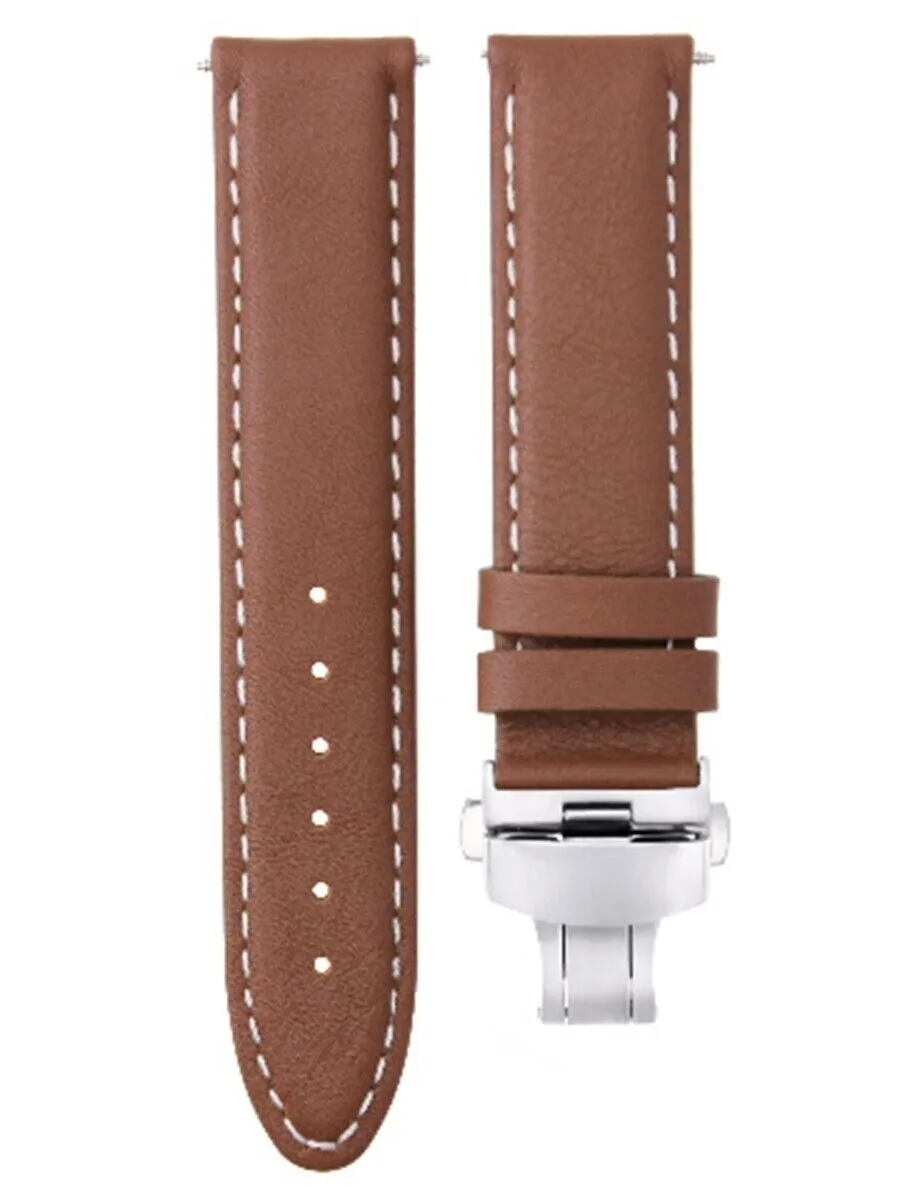 CLASSIC MENS LEATHER WATCH BAND STRAP FOR BULOVA WATCH CLASP - 24MM