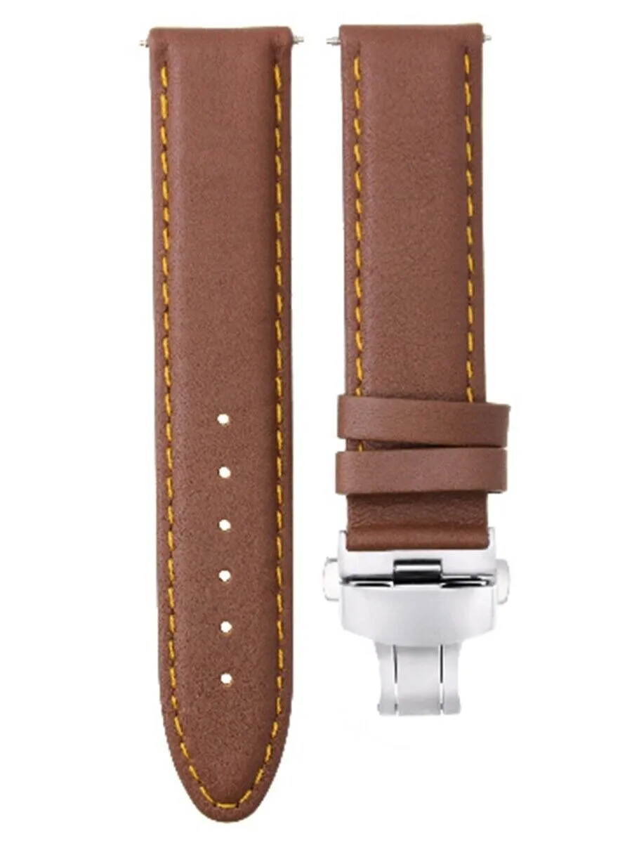 CLASSIC MENS LEATHER WATCH BAND STRAP FOR BULOVA WATCH CLASP - 24MM