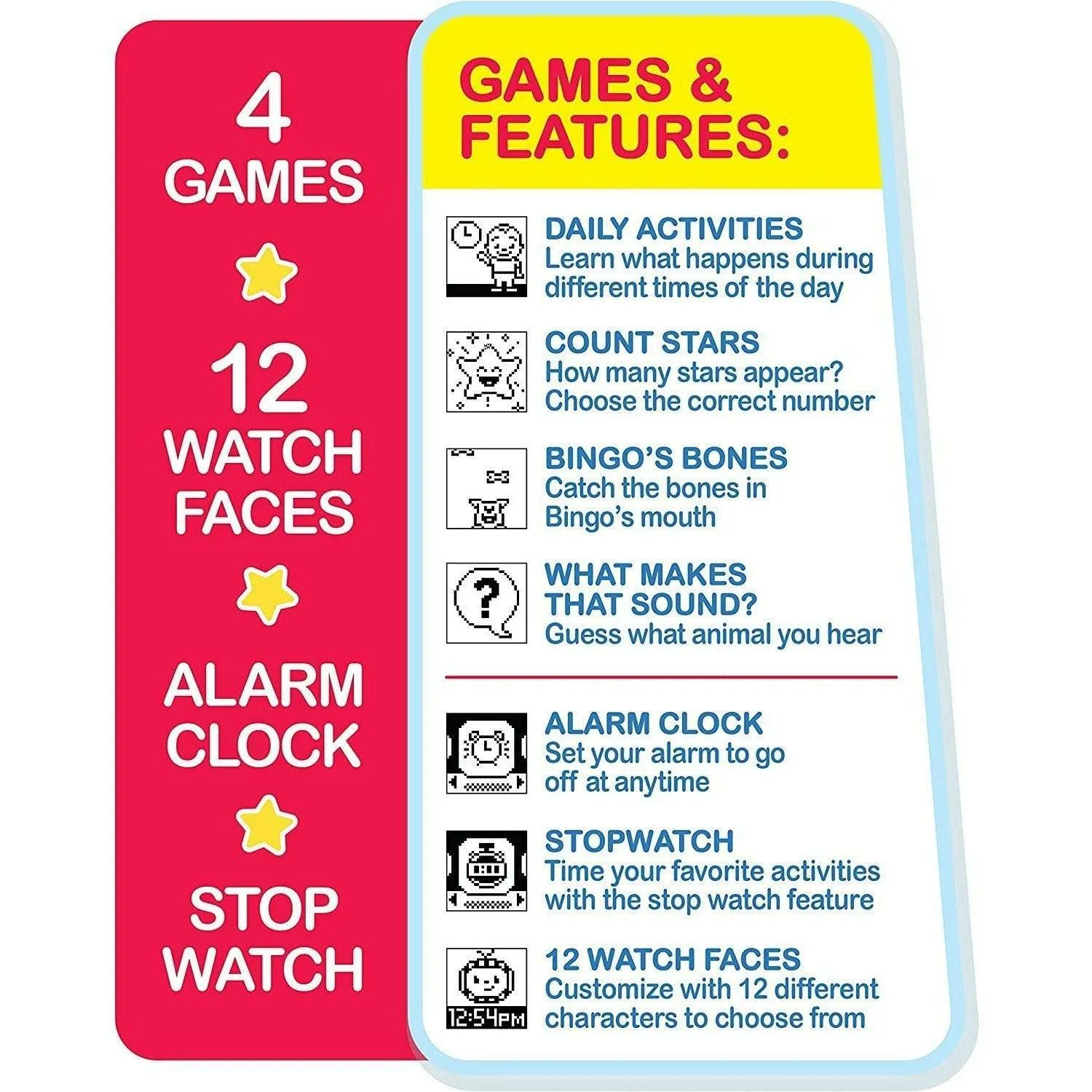 CoComelon JJ’s Learning Smart Watch Toy for Kids with 3 Education-Based Games, Alarm Clock, and Stop Watch