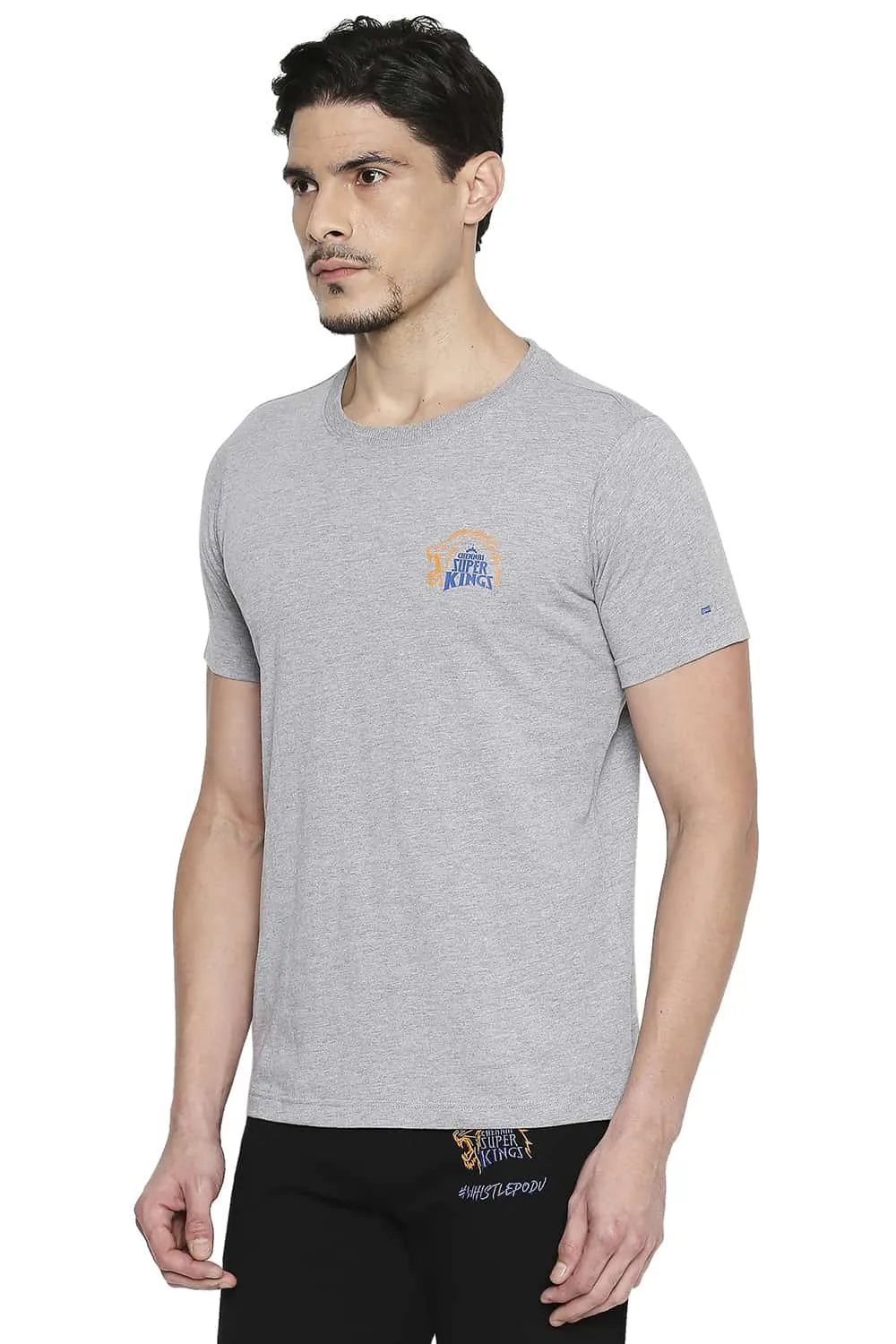 CSK Original Ipl Roaring Lion Print Crew Neck T Shirt