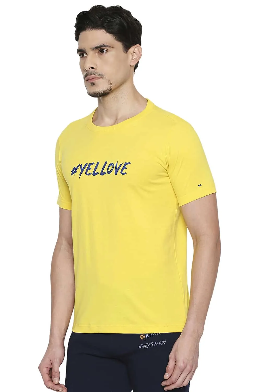 CSK Original Ipl Roaring Lion Print Crew Neck T Shirt