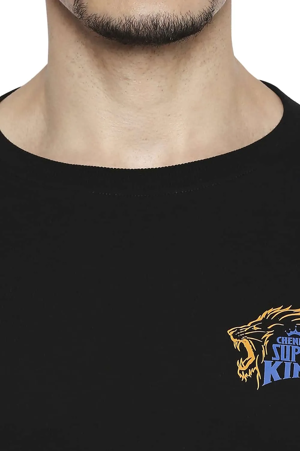 CSK Original Ipl Roaring Lion Print Crew Neck T Shirt
