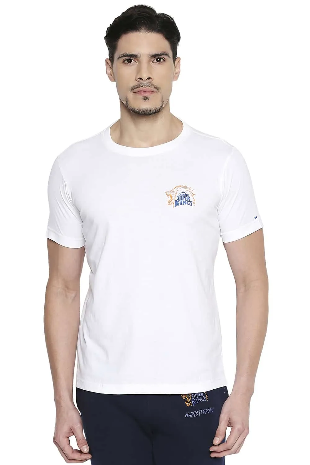 CSK Original Ipl Roaring Lion Print Crew Neck T Shirt