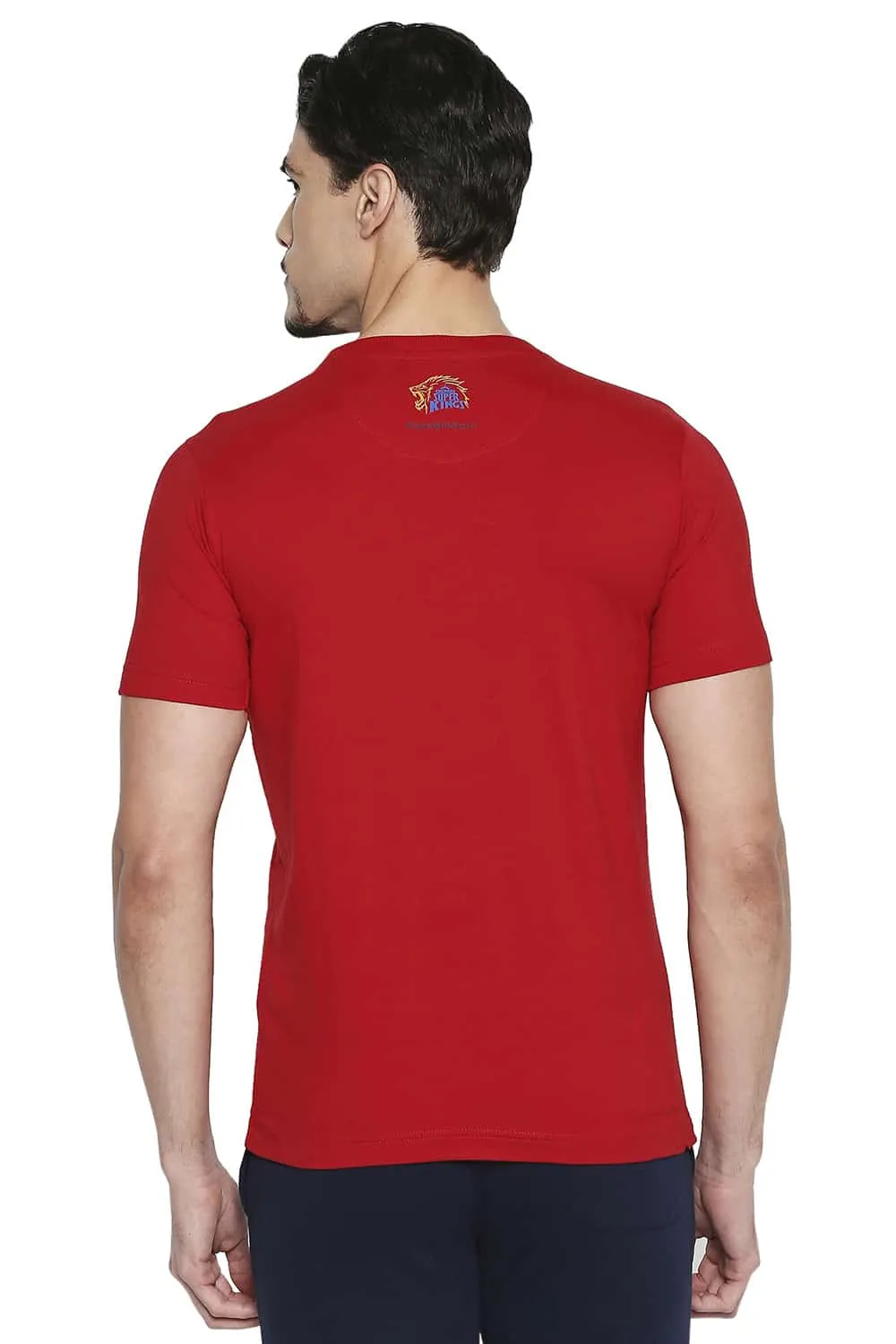 CSK Original Ipl Roaring Lion Print Crew Neck T Shirt