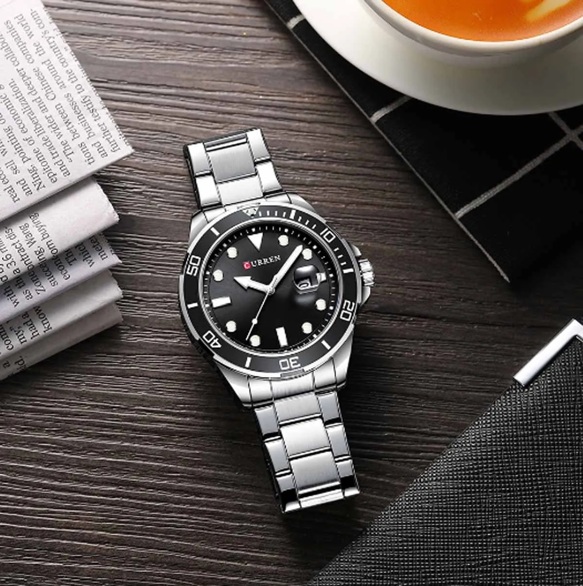 CURREN Original Brand Stainless Steel Band Wrist Watch For Men With Brand (Box & Bag)-8388