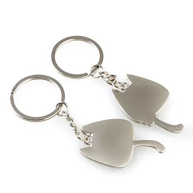 Cute Cat Shaped Metal Keychain, 1 Pair