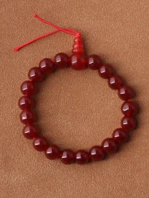 Deep Red Crystal Decor Beaded Bracelet Stackable Adjustable Bracelets Creative