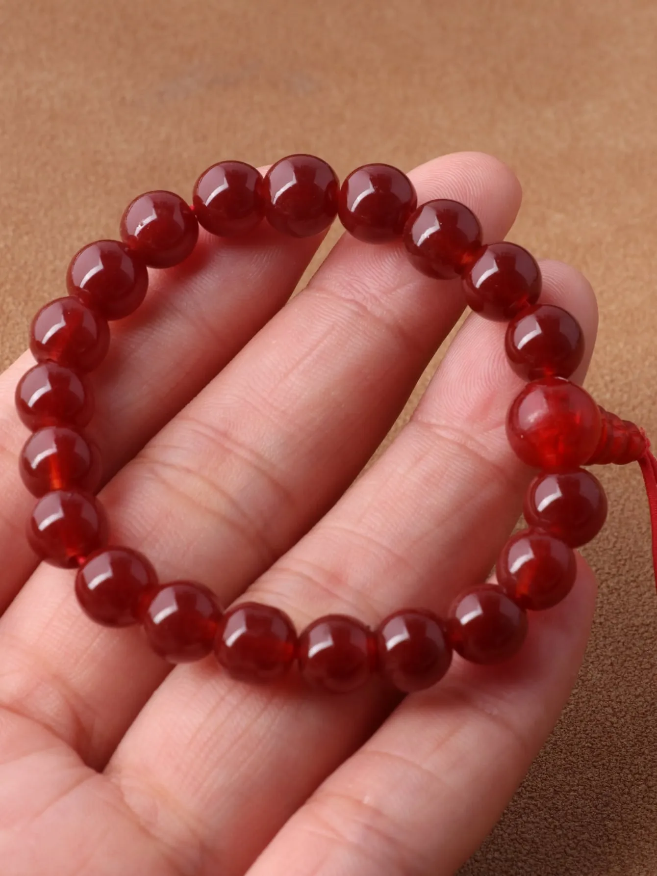 Deep Red Crystal Decor Beaded Bracelet Stackable Adjustable Bracelets Creative
