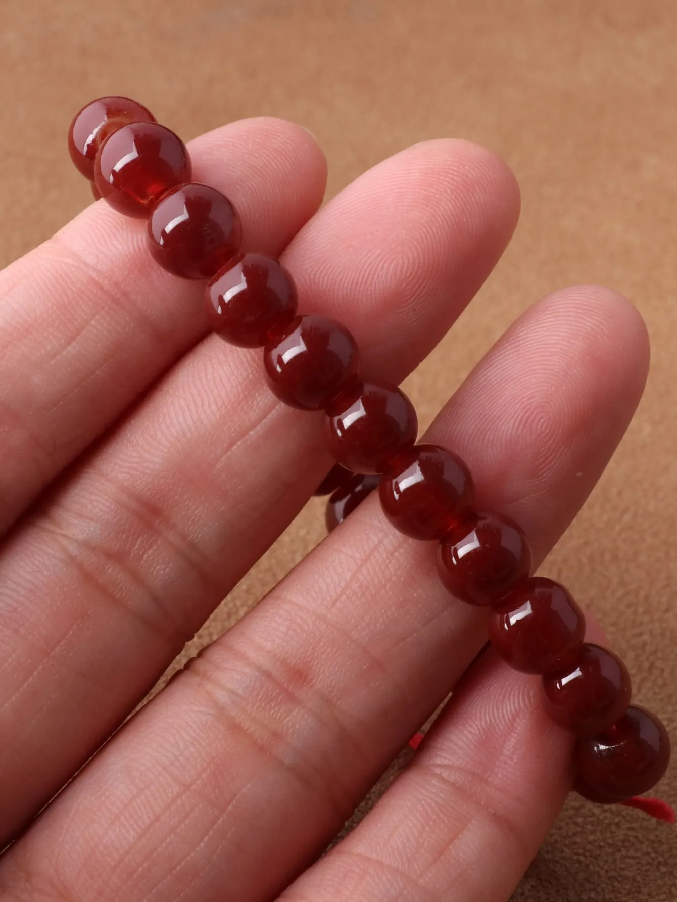 Deep Red Crystal Decor Beaded Bracelet Stackable Adjustable Bracelets Creative