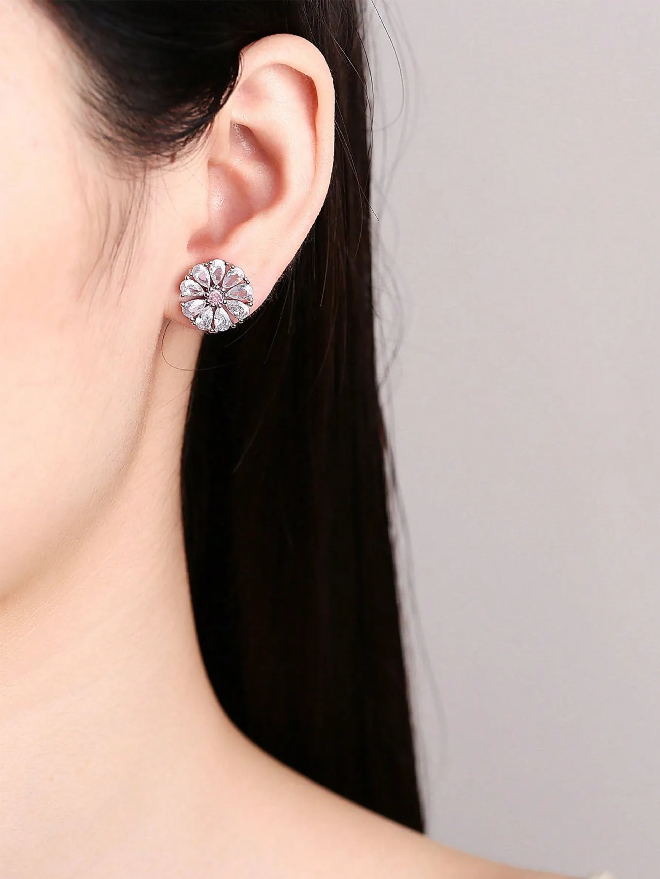 Designer flower necklace|Fashionable Pink Cubic Zirconia Flower Design Necklace
