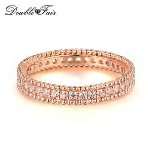 Double Fair Classic Wedding &Engagement AAA  Cubic Zirconia Ring Rose Gold Color Fashion Cubic Zriconia Jewelry For Women DFR490