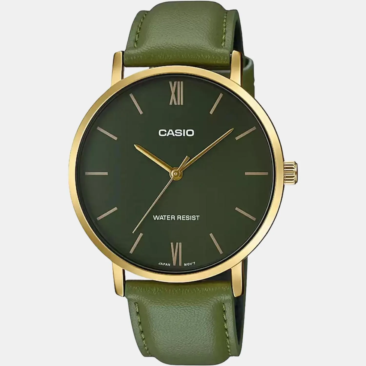 Enticer Men's Green Analog Leather Watch A1782 - MTP-VT01GL-3BUDF