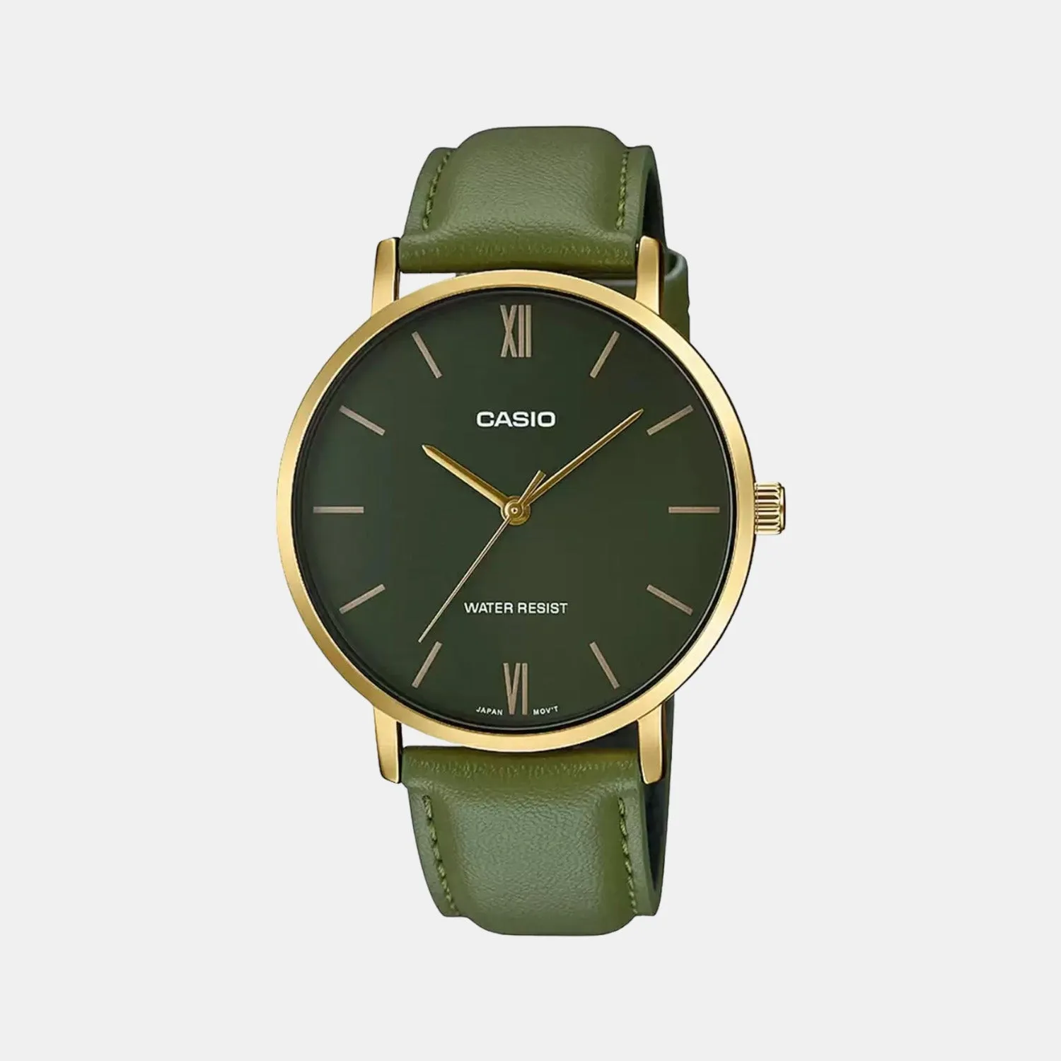 Enticer Men's Green Analog Leather Watch A1782 - MTP-VT01GL-3BUDF