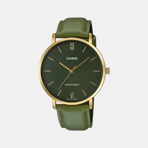 Enticer Men's Green Analog Leather Watch A1782 - MTP-VT01GL-3BUDF