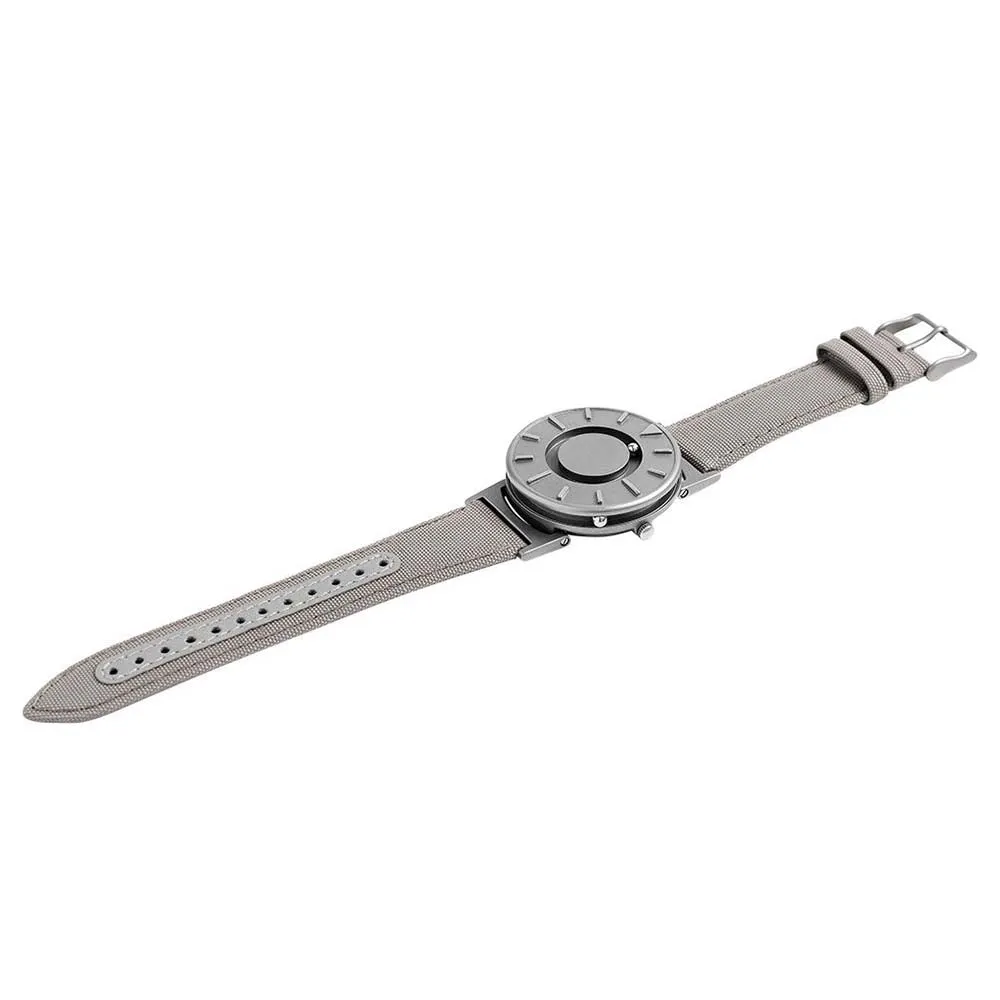 Eone Bradley Classic Mens Titanium Case Beige Canvas Strap Silver Watch - BR-C-BEIGE