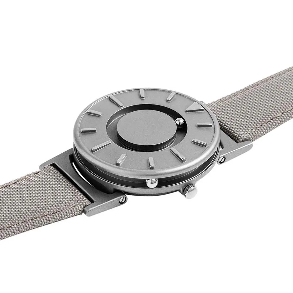 Eone Bradley Classic Mens Titanium Case Beige Canvas Strap Silver Watch - BR-C-BEIGE
