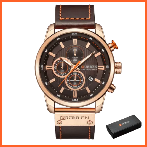Fashion Quartz Mens Leather Band Watches | Top Brand Luxury Chronograph Sports Mens Leather Band Wrist Watch