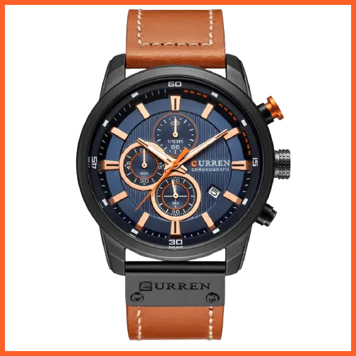 Fashion Quartz Mens Leather Band Watches | Top Brand Luxury Chronograph Sports Mens Leather Band Wrist Watch