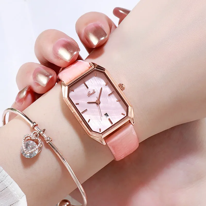 Fashionable casual belt calendar quartz waterproof lady watch