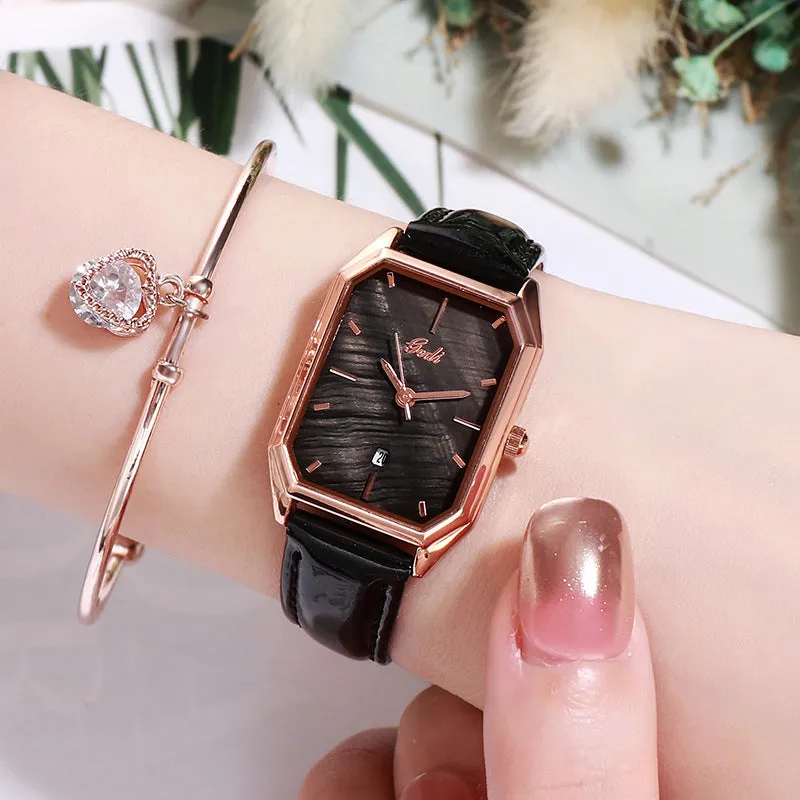 Fashionable casual belt calendar quartz waterproof lady watch