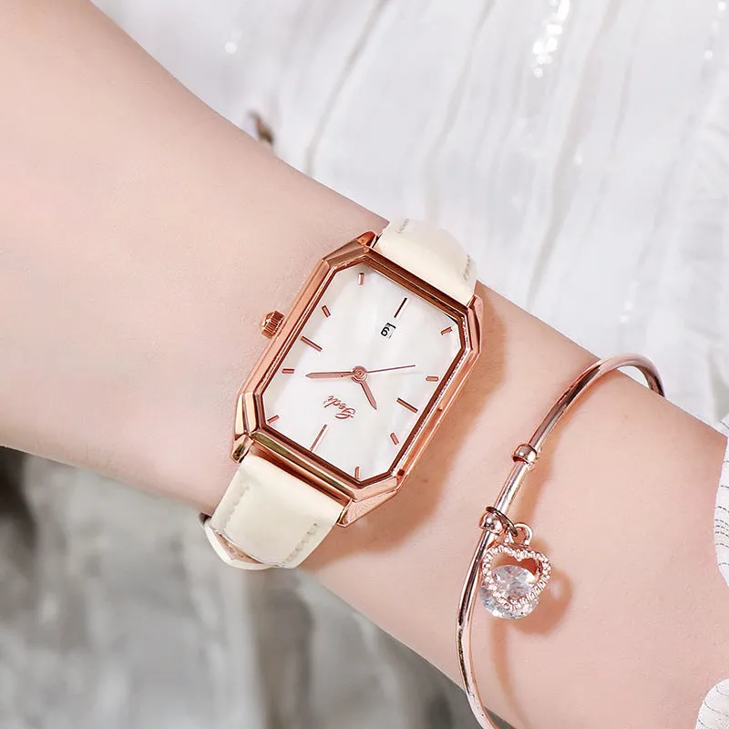 Fashionable casual belt calendar quartz waterproof lady watch