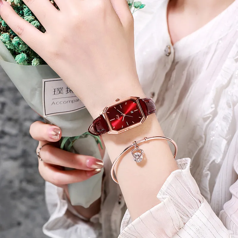 Fashionable casual belt calendar quartz waterproof lady watch