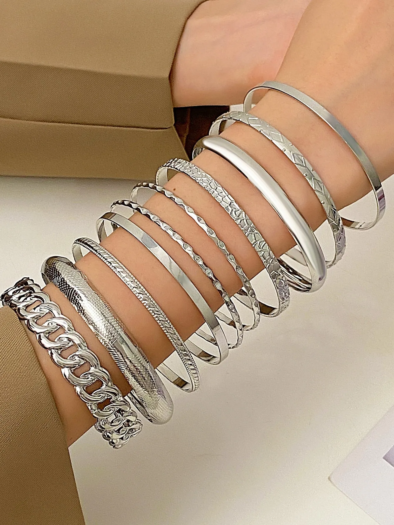 Fashionable Metal Bracelets, Western Bohemian Style 10pcs/set