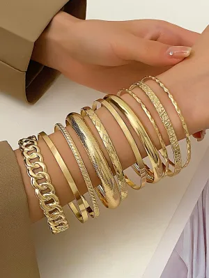 Fashionable Metal Bracelets, Western Bohemian Style 10pcs/set