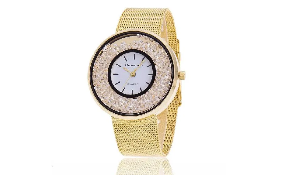 Fashionable Stainless Steel Luxury Rhinestone Watch For Women