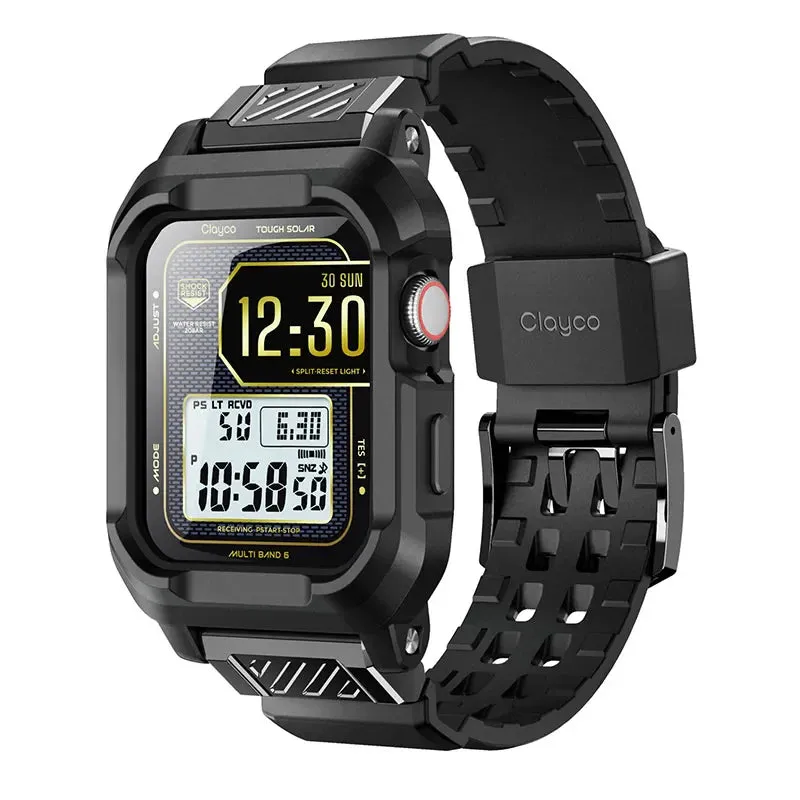 For Apple Watch 7/6/5/4/se (44/45mm) Vertex Series Rugged Protective Bumper Case with Replacement Watch Straps / Bands
