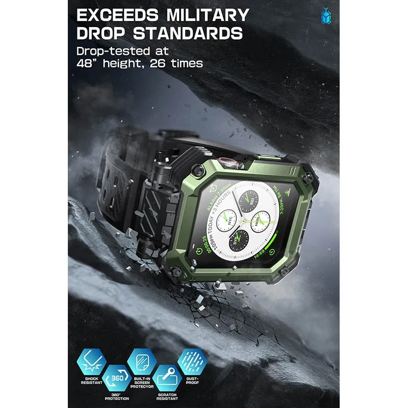 For Apple Watch 8/7/6/5/4/se Case 45/44mm Pro Rugged Protective Case with Built-in Tempered Glass Screen Protector