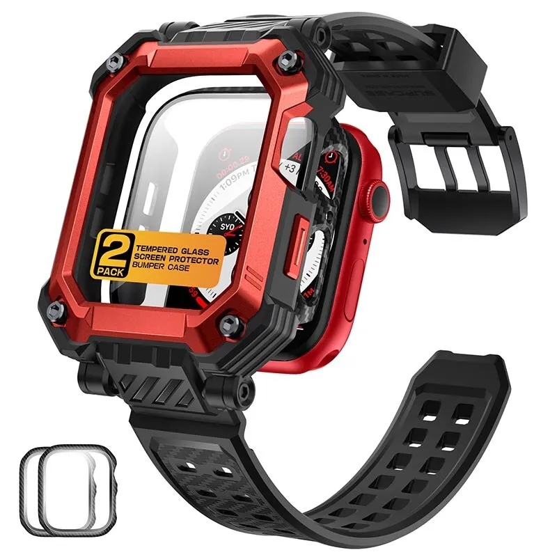 For Apple Watch 8/7/6/5/4/se Case 45/44mm Pro Rugged Protective Case with Built-in Tempered Glass Screen Protector