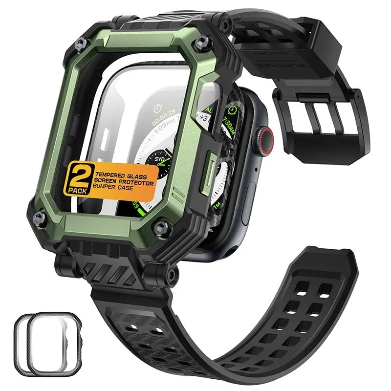 For Apple Watch 8/7/6/5/4/se Case 45/44mm Pro Rugged Protective Case with Built-in Tempered Glass Screen Protector