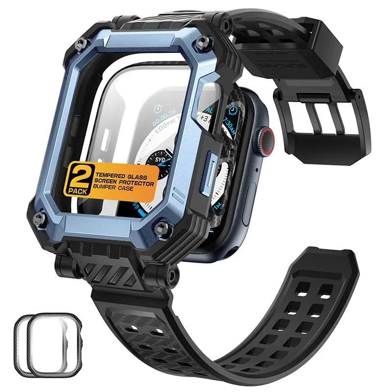 For Apple Watch 8/7/6/5/4/se Case 45/44mm Pro Rugged Protective Case with Built-in Tempered Glass Screen Protector