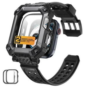For Apple Watch 8/7/6/5/4/se Case 45/44mm Pro Rugged Protective Case with Built-in Tempered Glass Screen Protector