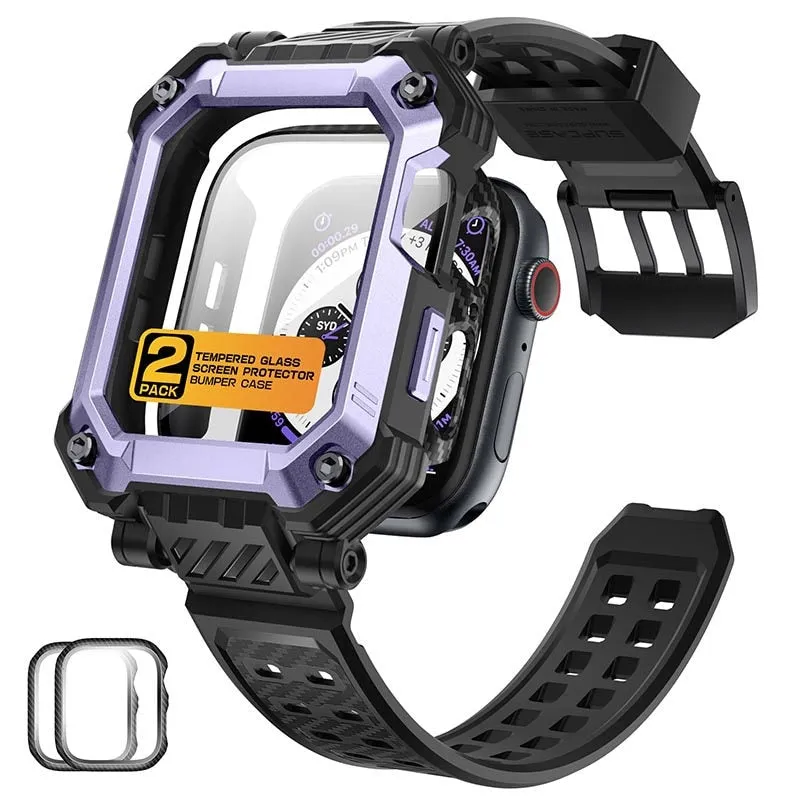 For Apple Watch 8/7/6/5/4/se Case 45/44mm Pro Rugged Protective Case with Built-in Tempered Glass Screen Protector