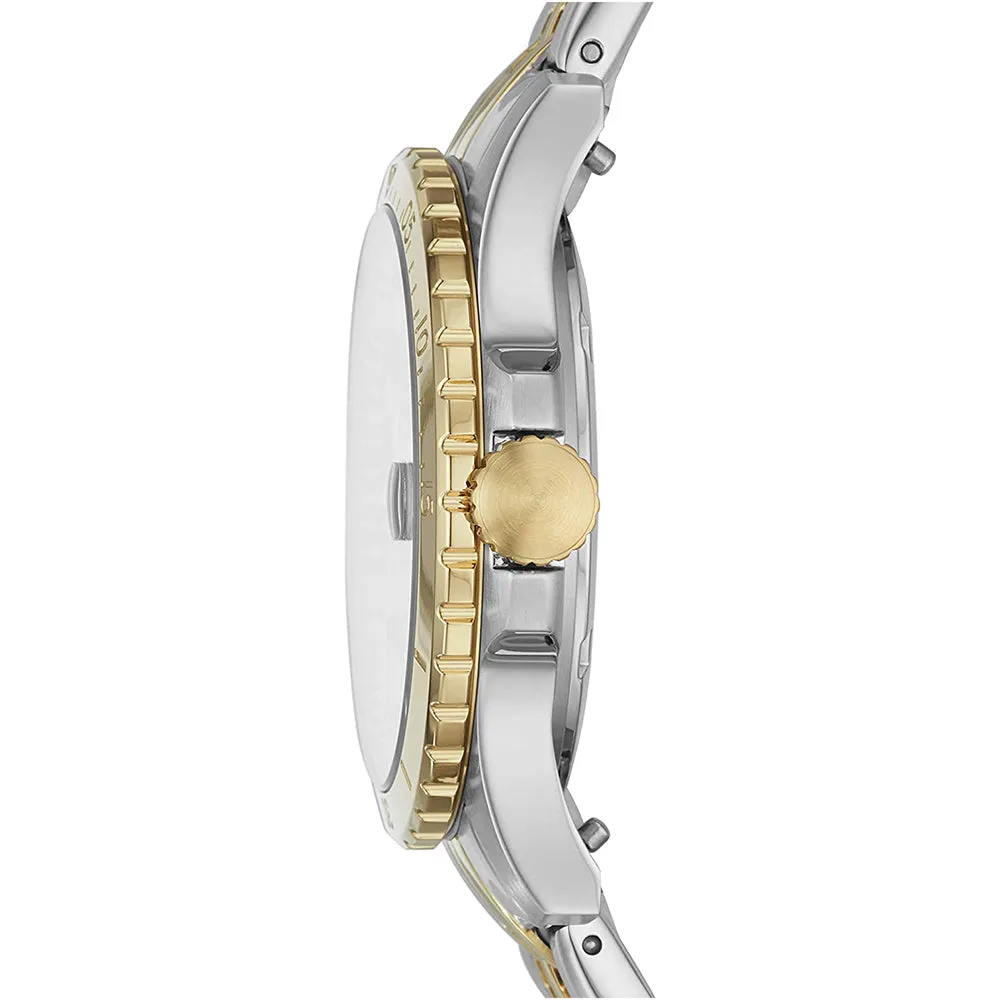 Fossil Womens Black Dial Gold Tone Band Stainless Steel Quartz Watch - ES4745