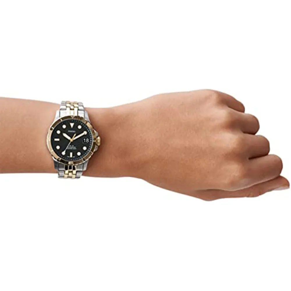 Fossil Womens Black Dial Gold Tone Band Stainless Steel Quartz Watch - ES4745
