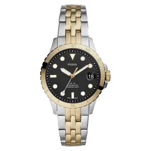 Fossil Womens Black Dial Gold Tone Band Stainless Steel Quartz Watch - ES4745