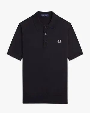 Fred Perry Cotton Knitted Polo Shirt - Black