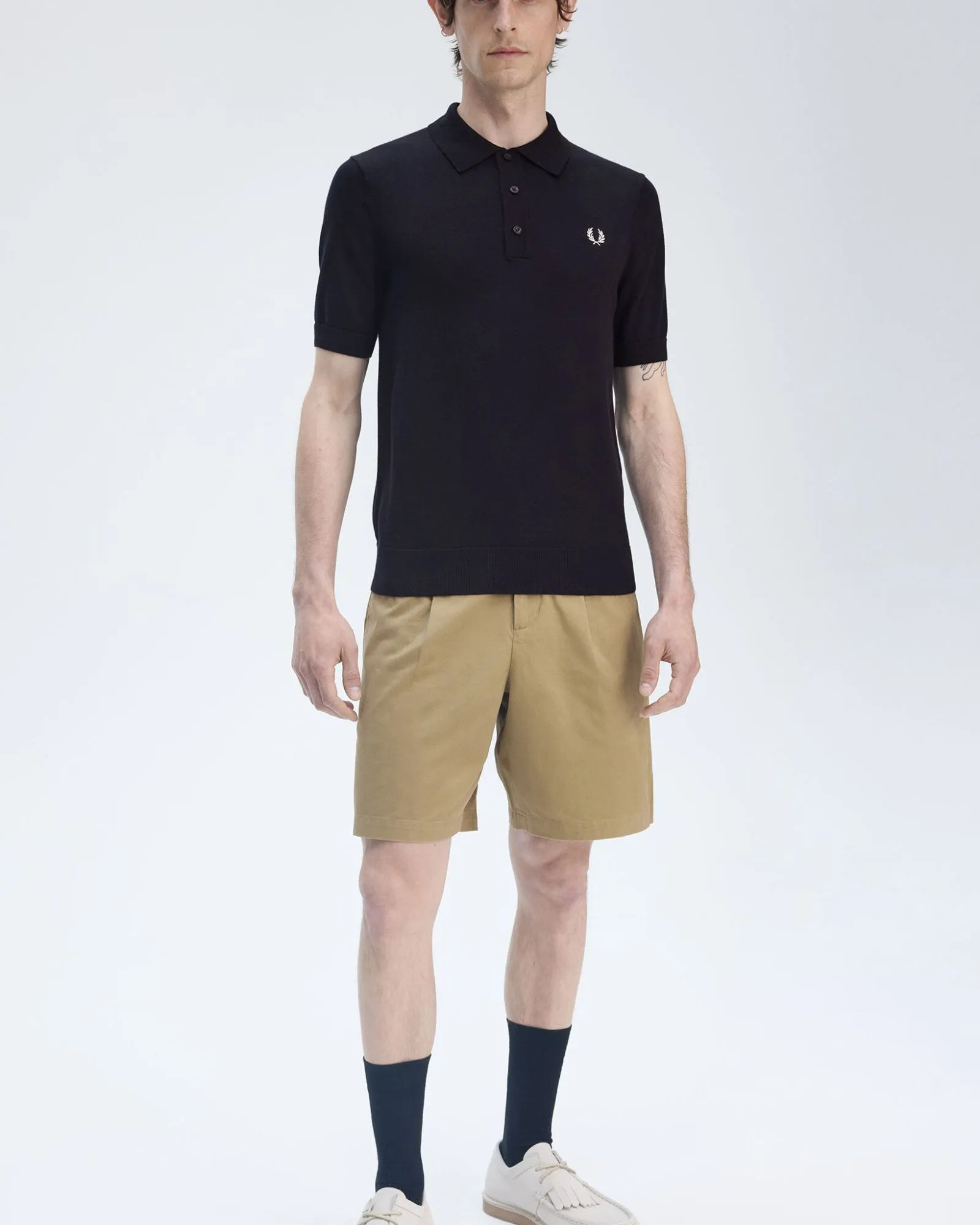 Fred Perry Cotton Knitted Polo Shirt - Black