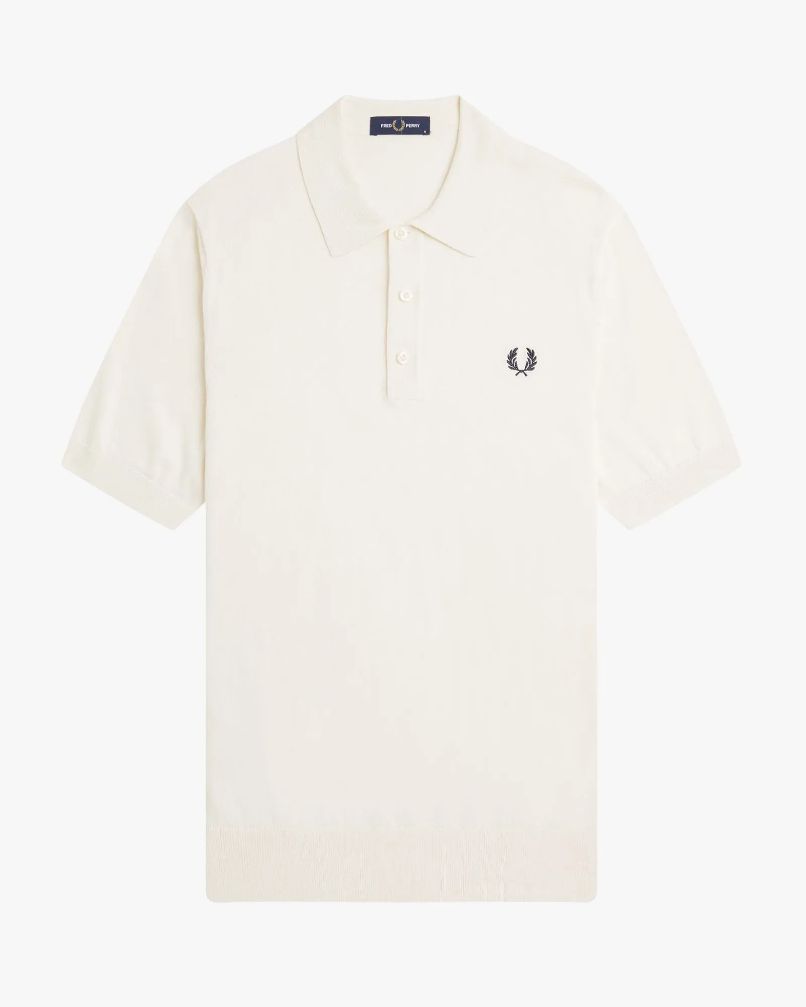 Fred Perry Cotton Knitted Polo Shirt - Ecru