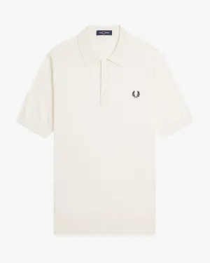 Fred Perry Cotton Knitted Polo Shirt - Ecru