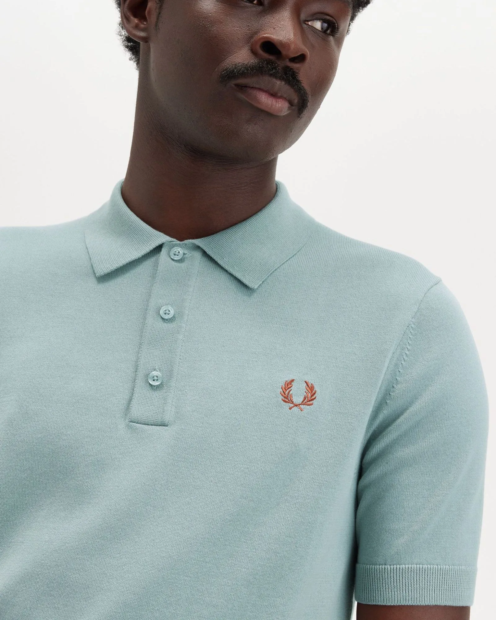 Fred Perry Cotton Knitted Polo Shirt - Silver Blue