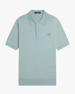 Fred Perry Cotton Knitted Polo Shirt - Silver Blue