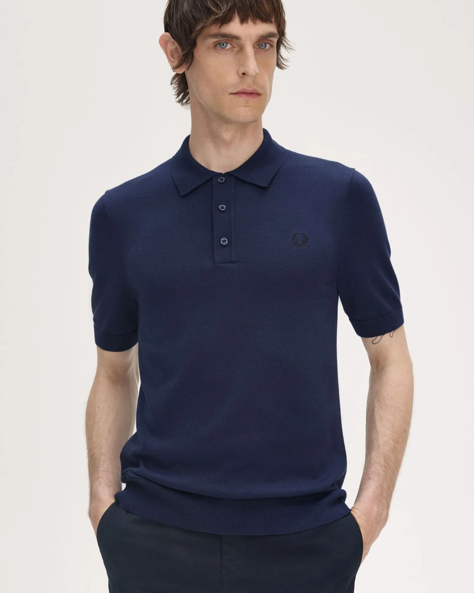 Fred Perry Cotton Knitted Polo Shirt - Tennis Blue