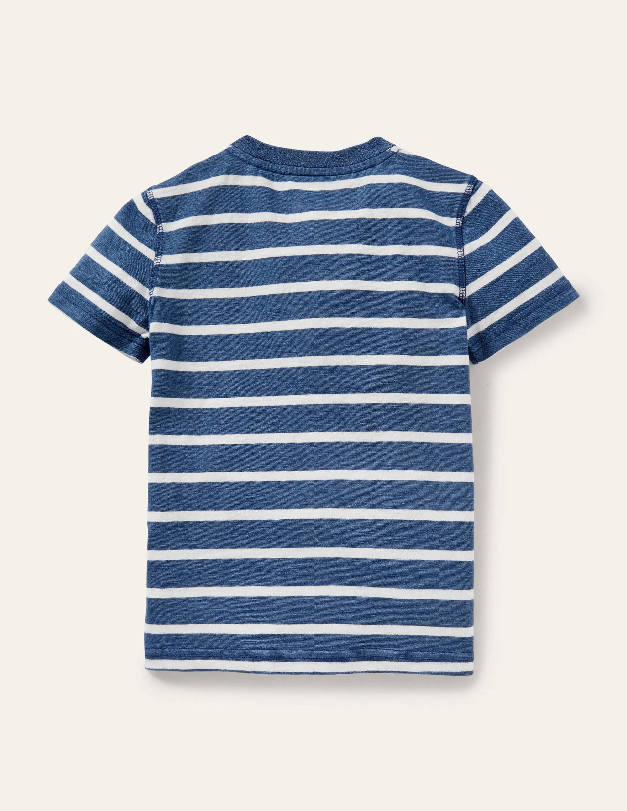 Garment Dye Henley T-shirt-Indigo Blue/Ivory